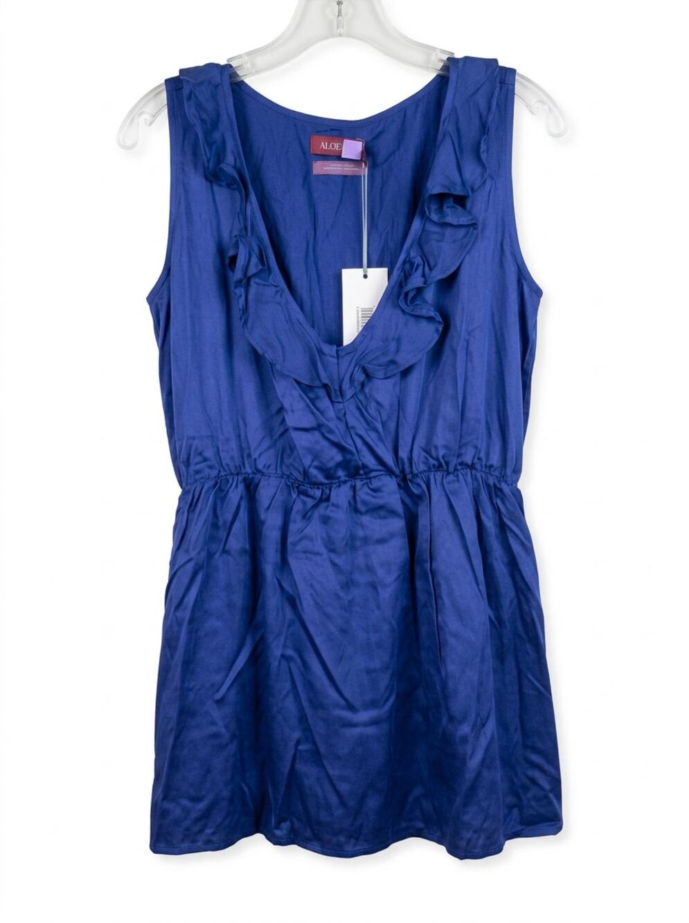 NWT Adore Me Royal Blue Plus Size 3X Sleeveless Ruffled Top Ecovero Viscose